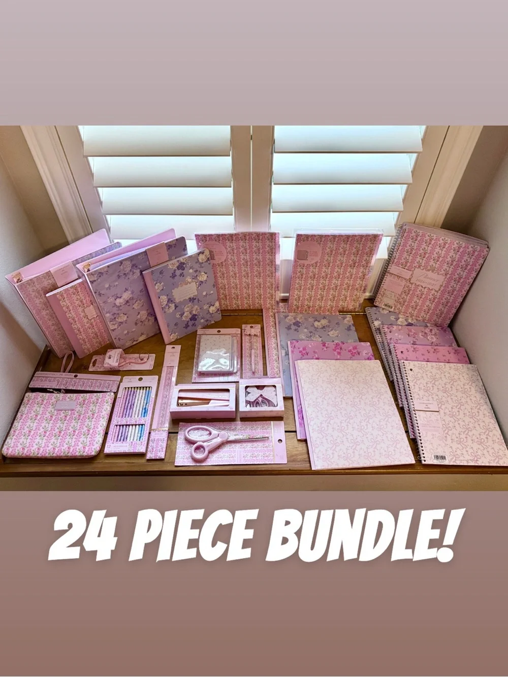 LoveShackFancy Floral 24-Piece Notebook Binder & Stationery School Office Bundle